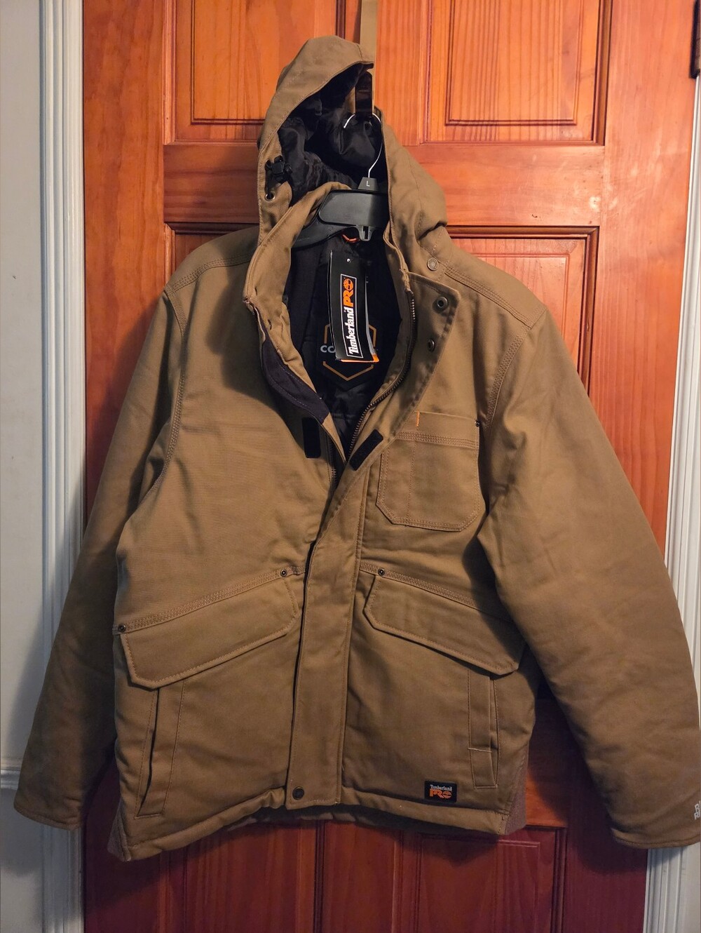 Timberland PRO Men's Ironhide Insulated Hooded Jacket in the Dark Wheat small